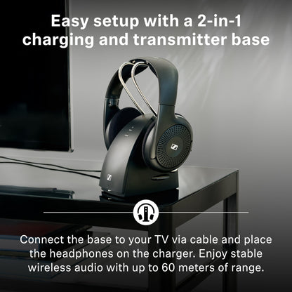 Sennheiser RS 120-W On-Ear Wireless Headphones, Transmitter/Charger Combo Sennheiser