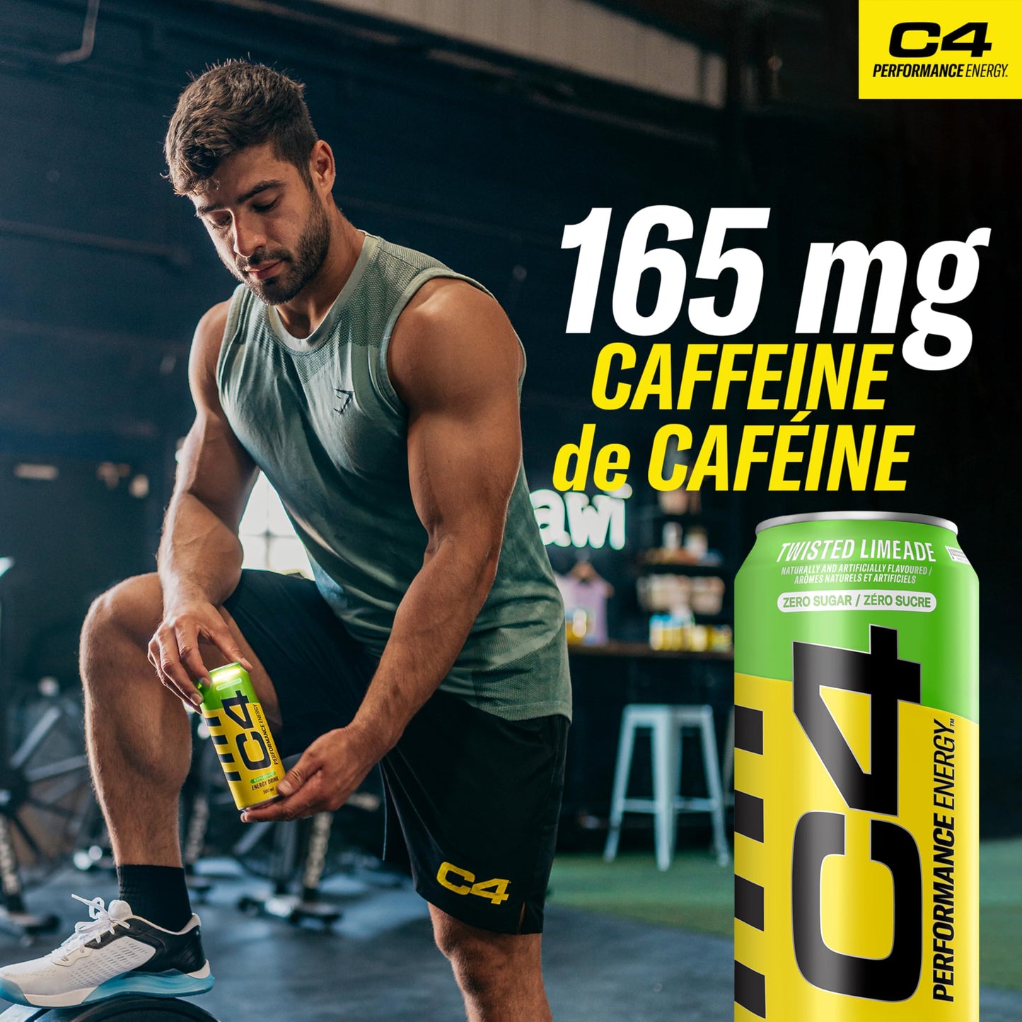 Cellucor C4 Performance Energy Drink, Twisted Limeade, Carbonated Sugar Free Drink with no Artificial Colours or Dyes, 473mL, 12 count