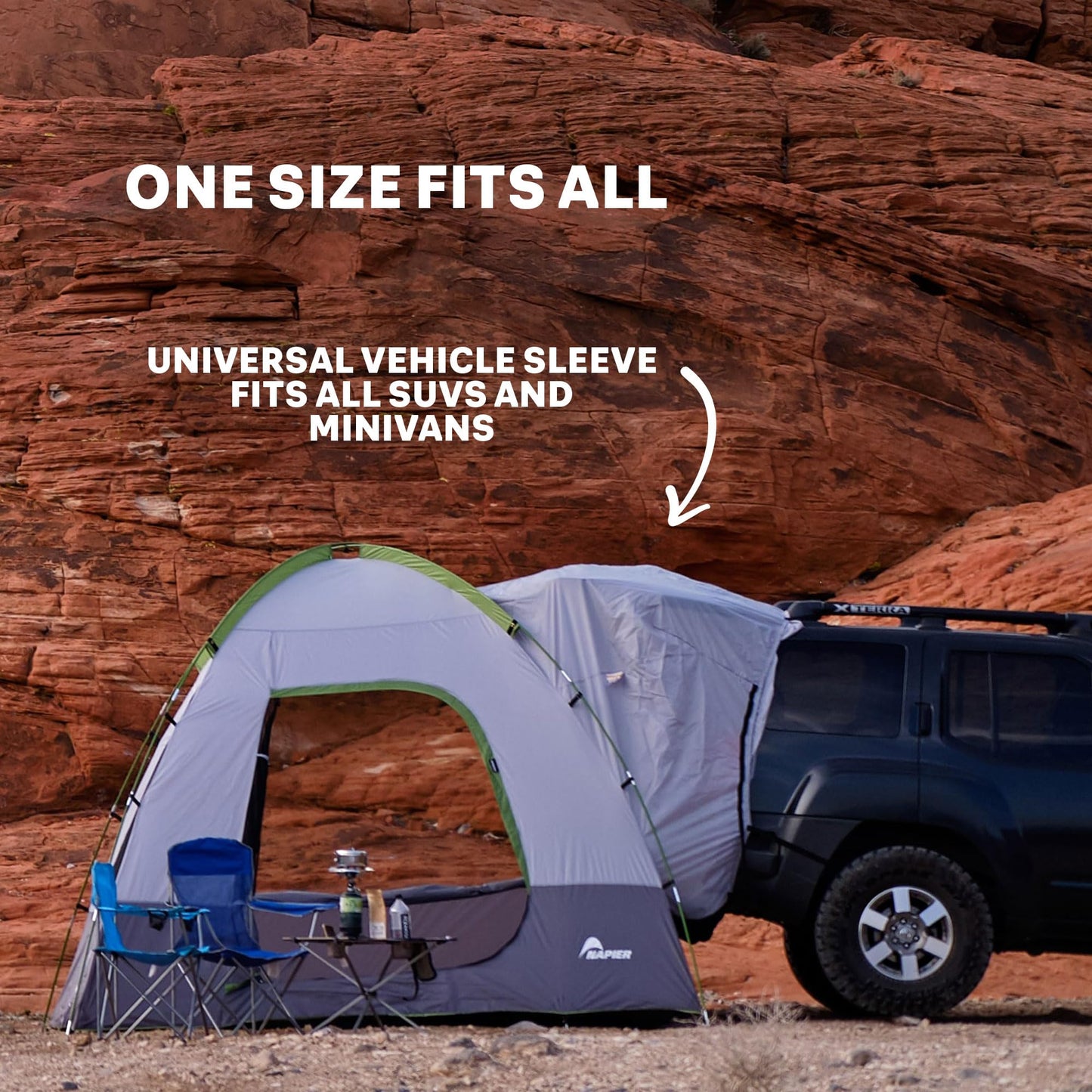 Napier Backroadz SUV Tent | 10' x 10' Vehicle Camping Tent | Fits All CUVs, SUVs, and Minivans | Sleeps 5 | Spacious, Durable, Easy Set-up | Gray/Green | Model 19100 Napier