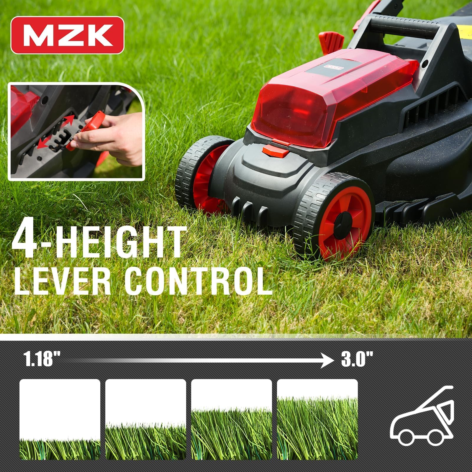 MZK 40V(2 x 20V) 13” Cordless Electric Lawn Mower, Electric Mower with 4-Position Height Adjustment, Compact and Lightweight Push Battery Powered Lawn Mower (LM13CA08) - Available at All In One Marketplace Canada