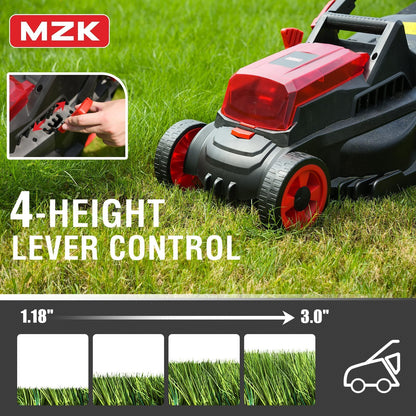 MZK 40V(2 x 20V) 13” Cordless Electric Lawn Mower, Electric Mower with 4-Position Height Adjustment, Compact and Lightweight Push Battery Powered Lawn Mower (LM13CA08) - Available at All In One Marketplace Canada