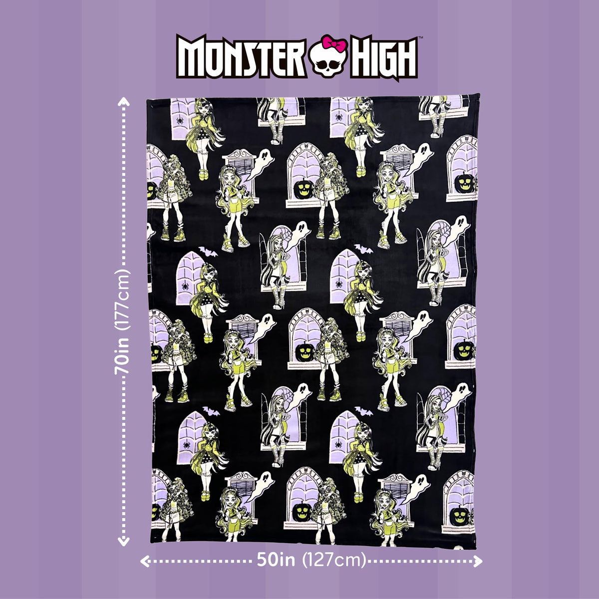 Couverture en peluche ultra-douce et confortable Monster High pour Halloween, 127 cm x 178 cm, (produit sous licence officielle) par Franco