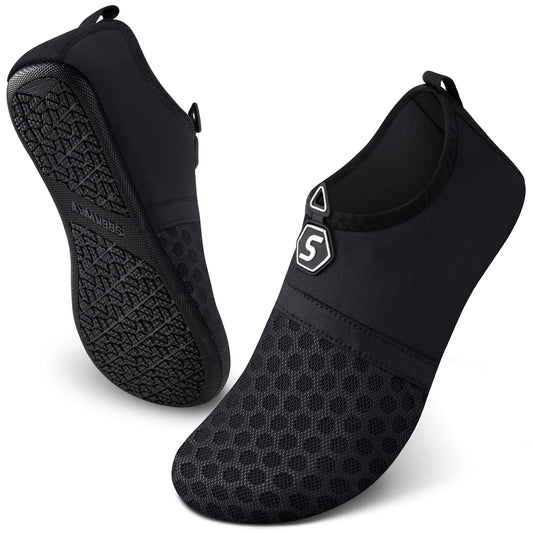 SEEKWAY Water Shoes Women Men Quick-Dry Beach Aqua Socks Barefoot Non Slip Swim Pool Outdoor Surf River Lake Yoga SK001 Black Size 6.5-7.5 W/5.5-6.5 M