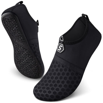 SEEKWAY Water Shoes Women Men Quick-Dry Beach Aqua Socks Barefoot Non Slip Swim Pool Outdoor Surf River Lake Yoga SK001 Black Size 11.5-12.5 W/10.5-11.5 M
