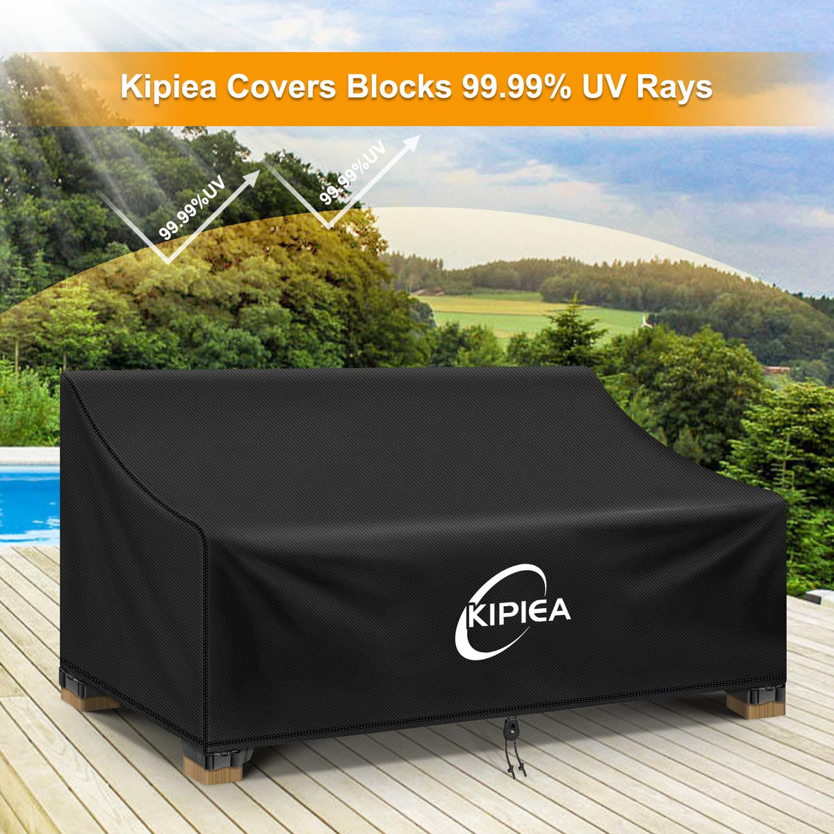 Kipiea Patio Sofa Cover, Heavy Duty 420D Outdoor Couch Cover Waterproof Winter, 2-Seat Patio Furniture Cover Loveseat, Outdoor Sofa Covers with Anti UV and No Tears, No Fading (48" W x 34" D x 31" H) 🍁 All In One Marketplace Canada