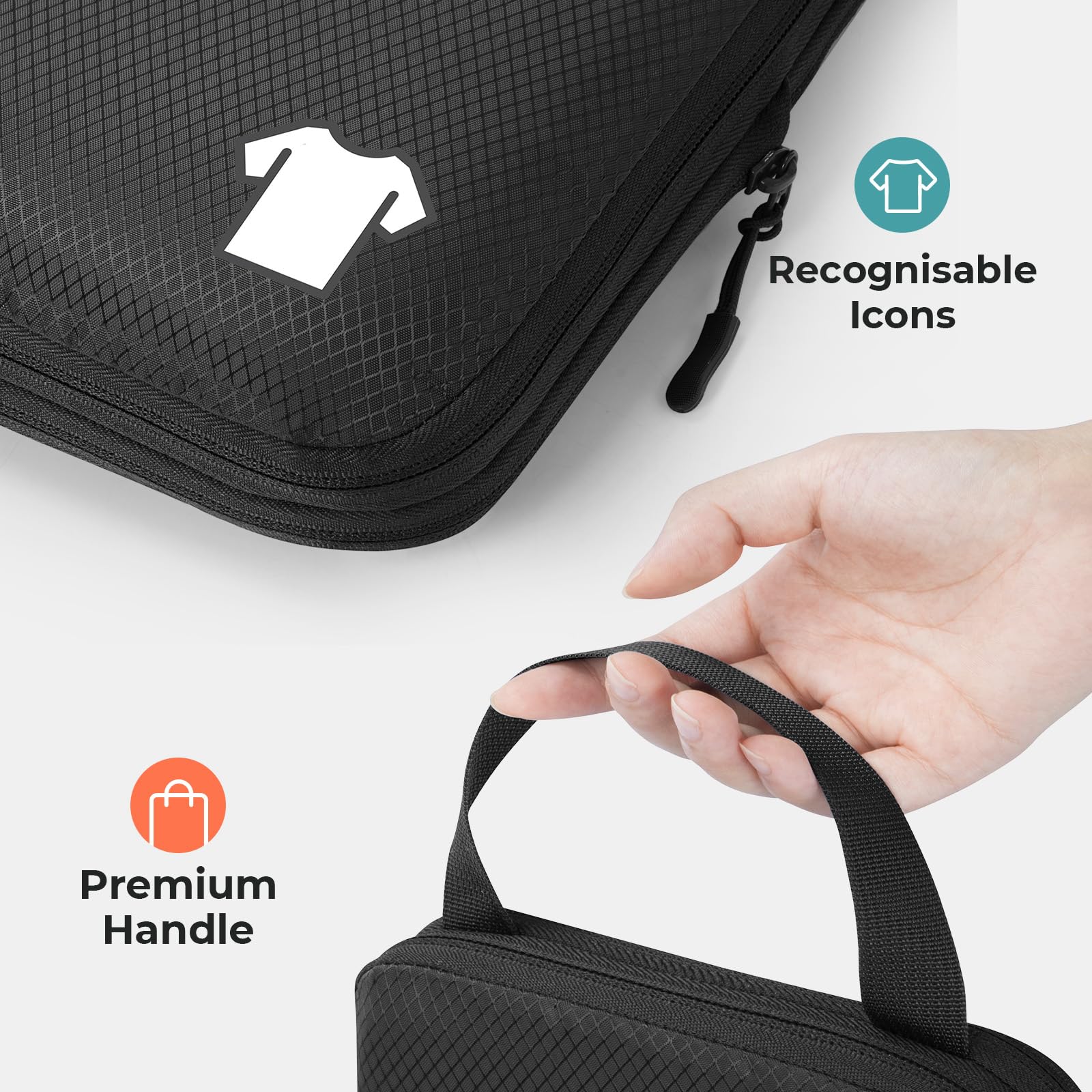 Compression Packing Cubes for Suitcases, Ultralight Packing Cubes for Backpack Waterproof Luggage Packing Organizers Expandable Packing Cubes for Travel Accessories and Essentials 8 Set Black