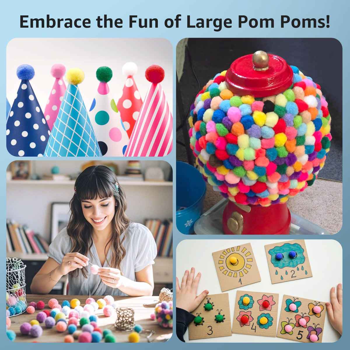 YONOVO 60 Pcs Pom Poms for Crafts, 2 Inch, 6 Vibrant Colors 🍁 All In One Marketplace Canada