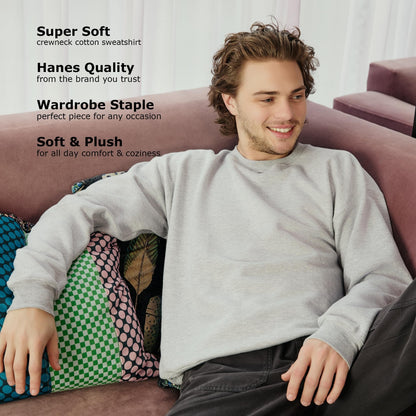 Hanes Men's Sweatshirt, EcoSmart Fleece Crewneck Sweatshirt, Cotton-Blend Fleece Sweatshirt, Plush Fleece Pullover Sweatshirt, Black, Large 🍁 All In One Marketplace Canada