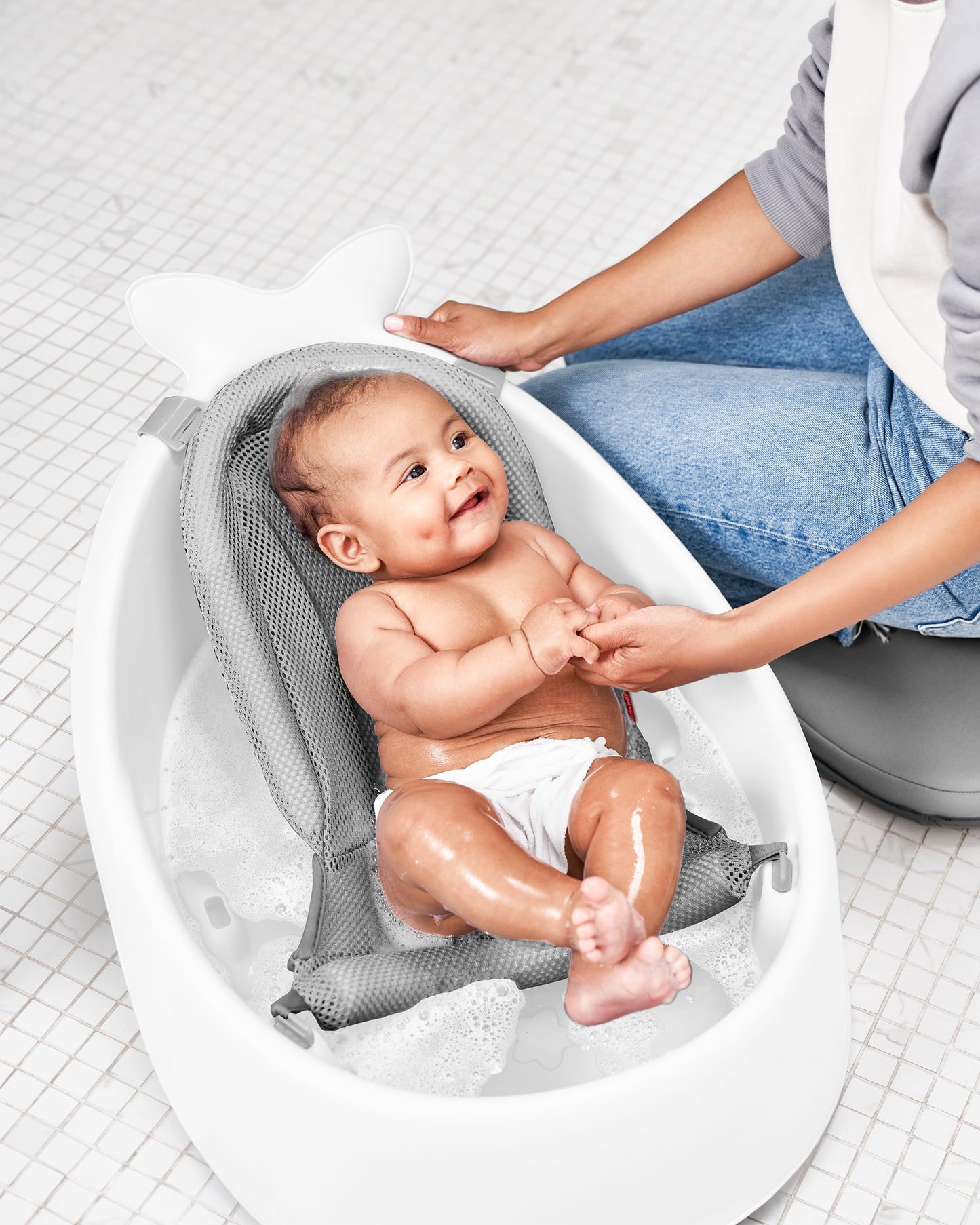 Skip Hop Infant Bath Tub 3-Stage Grow With Baby Smart Sling MOBY Bathtub White Age 0+