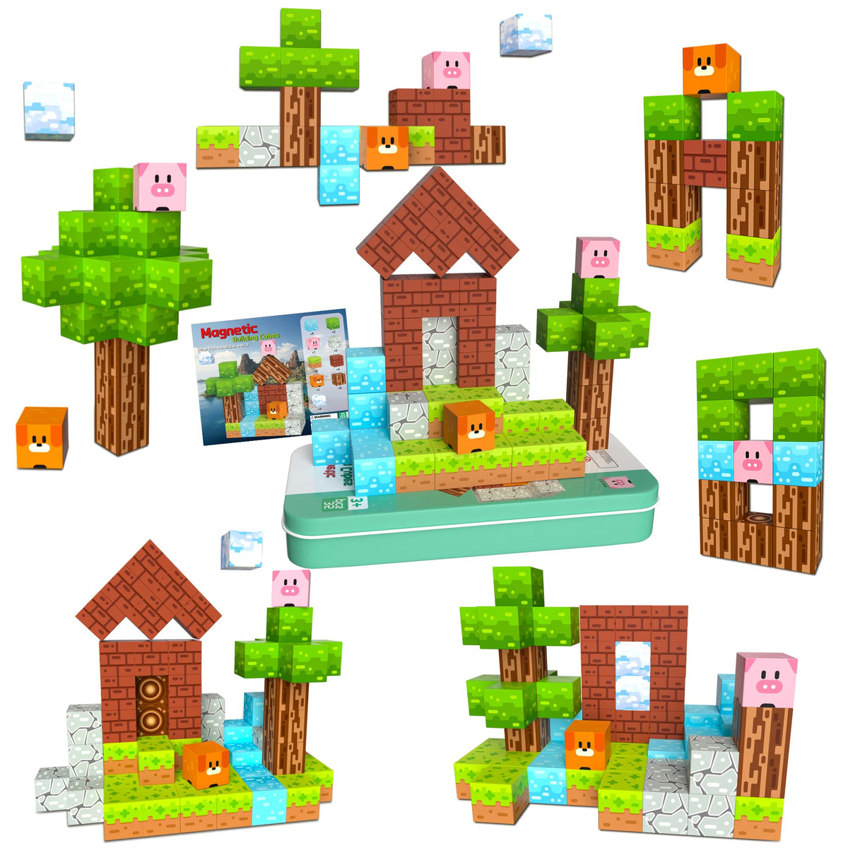 Magnetic Blocks Magnetic Building Blocks Cubes - 35PCS Tin Box Magnet Toys Travel Set STEM Educational for Kids Ages 4-8, 6-8, 8-12 Year Old Boys and Girls Birthday Christmas 🍁 All In One Marketplace Canada