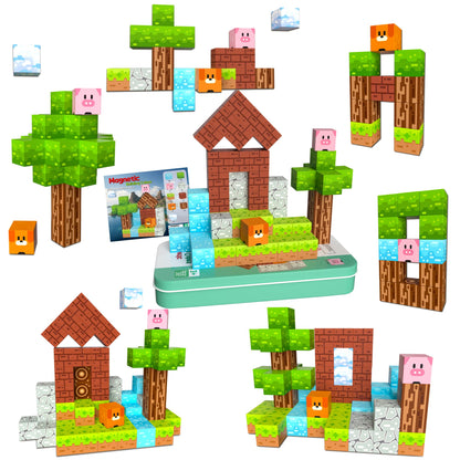 Magnetic Blocks Magnetic Building Blocks Cubes - 35PCS Tin Box Magnet Toys Travel Set STEM Educational for Kids Ages 4-8, 6-8, 8-12 Year Old Boys and Girls Birthday Christmas 🍁 All In One Marketplace Canada
