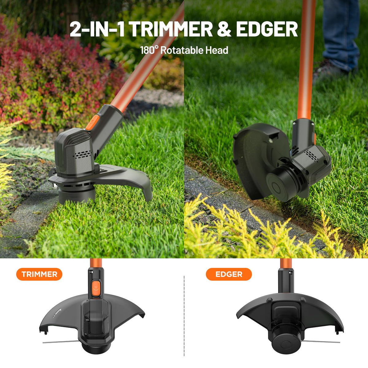 Litheli Cordless Weed Wacker 12 Inch,U20 Handy＋20V String Trimmer & Weed Eater with 2.0 Ah Battery,Grass Trimmer Tools for Garden,Yard and Farm