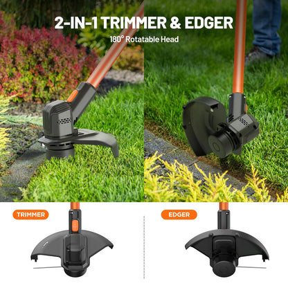 Litheli Cordless Weed Wacker 12 Inch,U20 Handy＋20V String Trimmer & Weed Eater with 2.0 Ah Battery,Grass Trimmer Tools for Garden,Yard and Farm