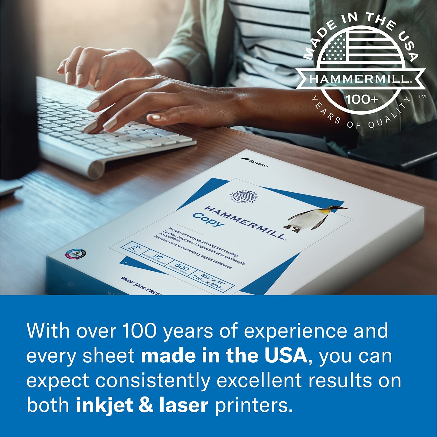 Hammermill Paper, Premium ink & Laser Poly Wrap, 24lb, 8.5x11, Letter, 97 Bright 2500 Sheets/5 Ream Case (166140C) Made in the USA, White 🍁 All In One Marketplace Canada