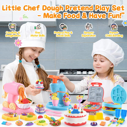 5-in-1 Color Dough Sets for Kids Ages 3+ DIY Food Maker Toys Set with 24 Dough, Arts and Crafts Kit for Pretend Play Ice Cream/Cake/Noodle/Hamburger/Pizza/Baking Set Toys Machines 🍁 All In One Marketplace Canada