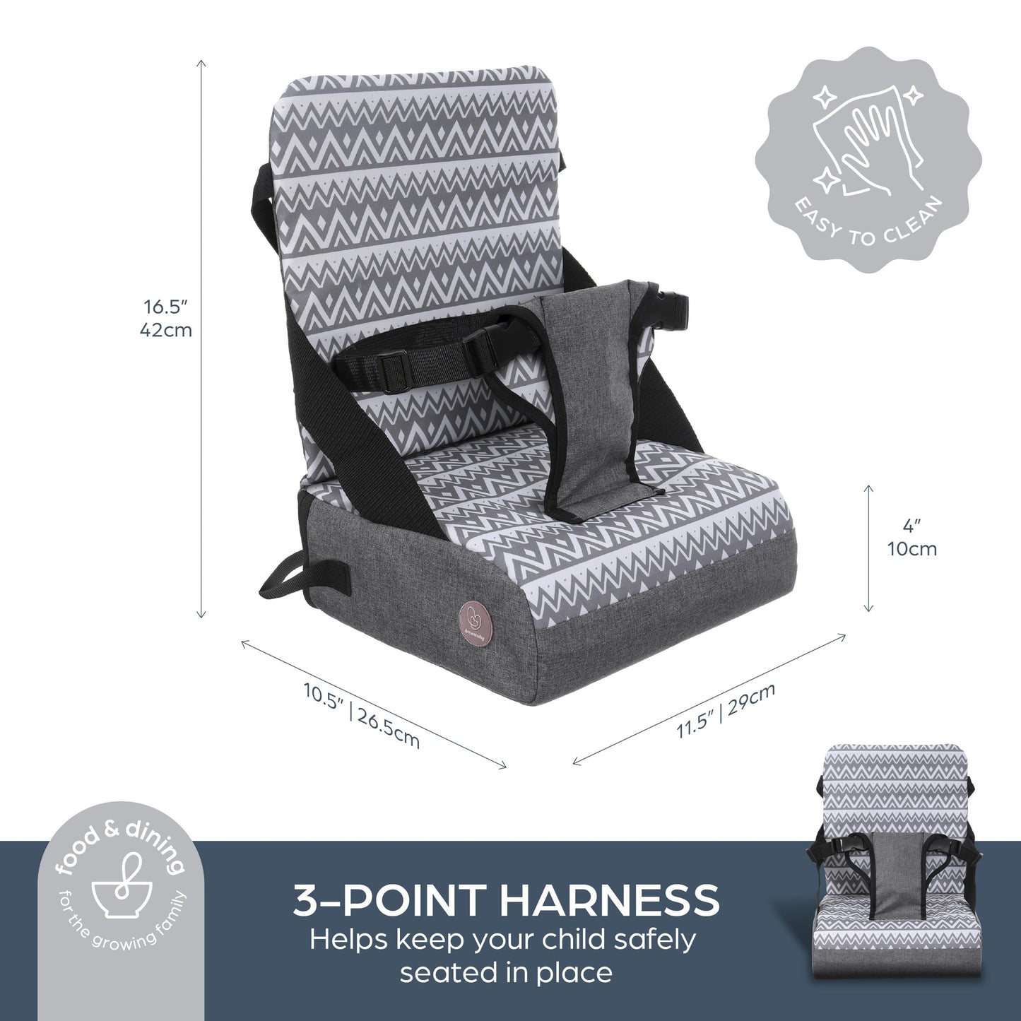 Dreambaby Grab 'n Go Booster Seat with Adjustable Securing Straps - Toddler Booster Seat for Eating - Compact, Lightweight & Portable - Fits Most Dining Chairs Dreambaby