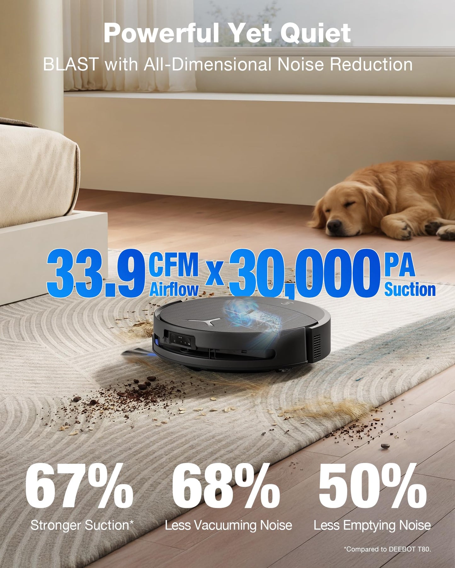 ECOVACS DEEBOT T90 PRO OMNI Robot Vacuum and Mop, 30,000Pa Suction, Instant Self-Cleaning OZMO Roller Mop, TruEdge Deep Edge Cleaning, ZeroTangle, Hot Water Wash & 145°F Air Dry, AI Obstacle Avoidance - Available at All In One Marketplace Canada