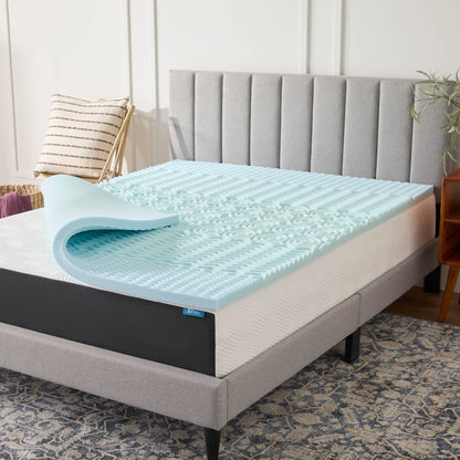 LUCID 2 Inch Gel Memory Foam Plush - Cooling Targeted Convoluted Comfort Zones Mattress Topper - Full LUCID