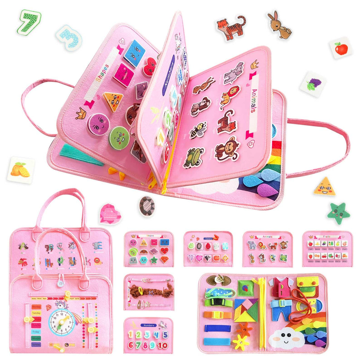 Montessori Activity Busy Book for Toddler - 1 2 3 4 5 Years Old Activity Busy Board Toy, Sensory Board Toy Educational Activities for Fine Motor Skills Learning, Travel Toys for Airplane Car Christmas 🍁 All In One Marketplace Canada