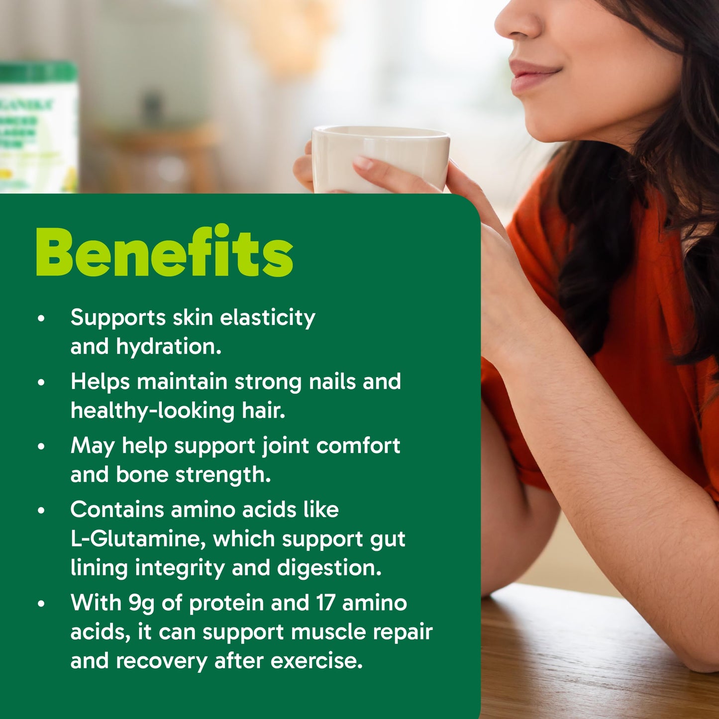 Organika Canadian-Made Enhanced Collagen Protein Powder- Lemon - For Healthy Hair, Skin, Nails, Joints - Hydrolyzed Peptides For Better Absorption – Grass-Fed, Non-GMO - 252g