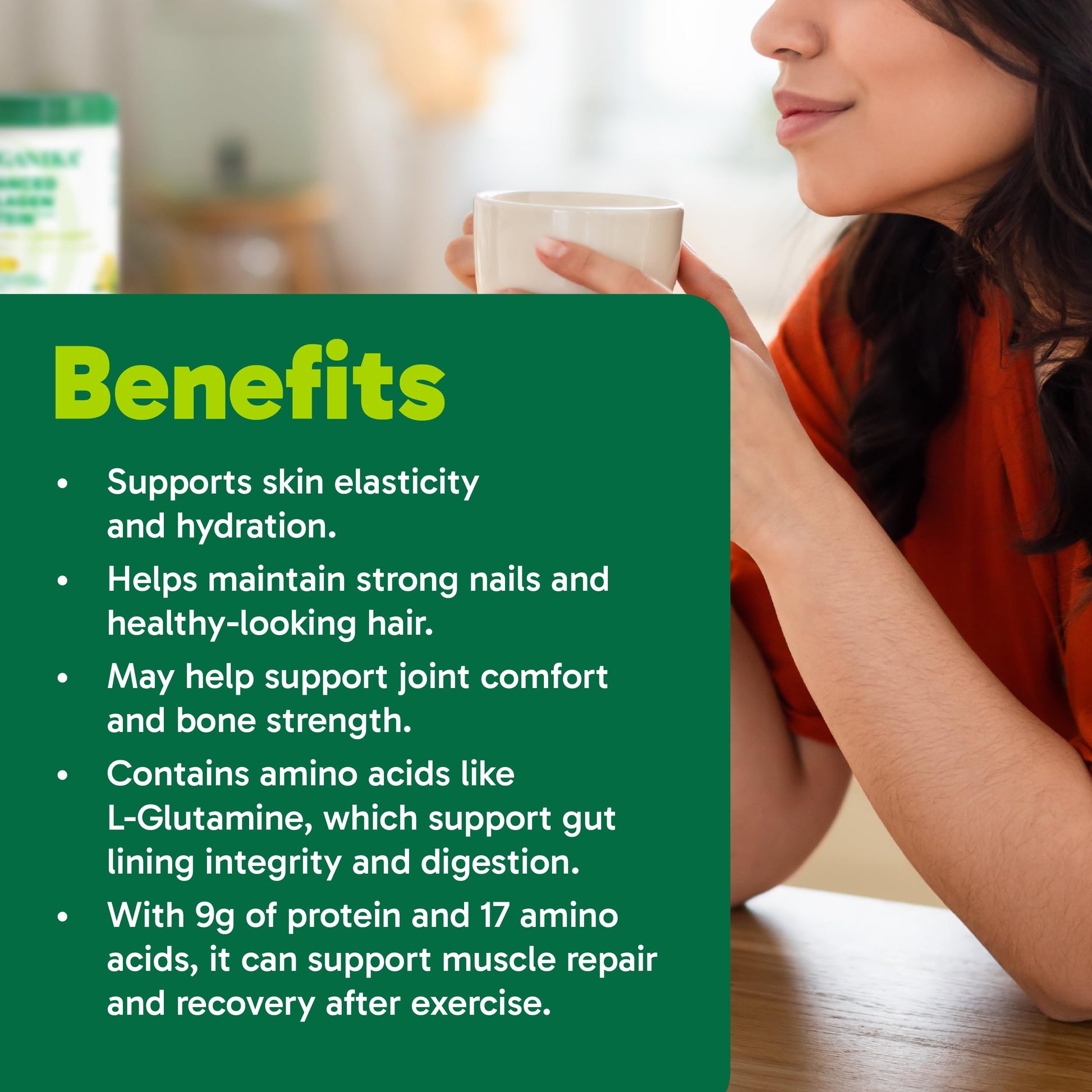 Organika Canadian-Made Enhanced Collagen Protein Powder- Lemon - For Healthy Hair, Skin, Nails, Joints - Hydrolyzed Peptides For Better Absorption – Grass-Fed, Non-GMO - 252g