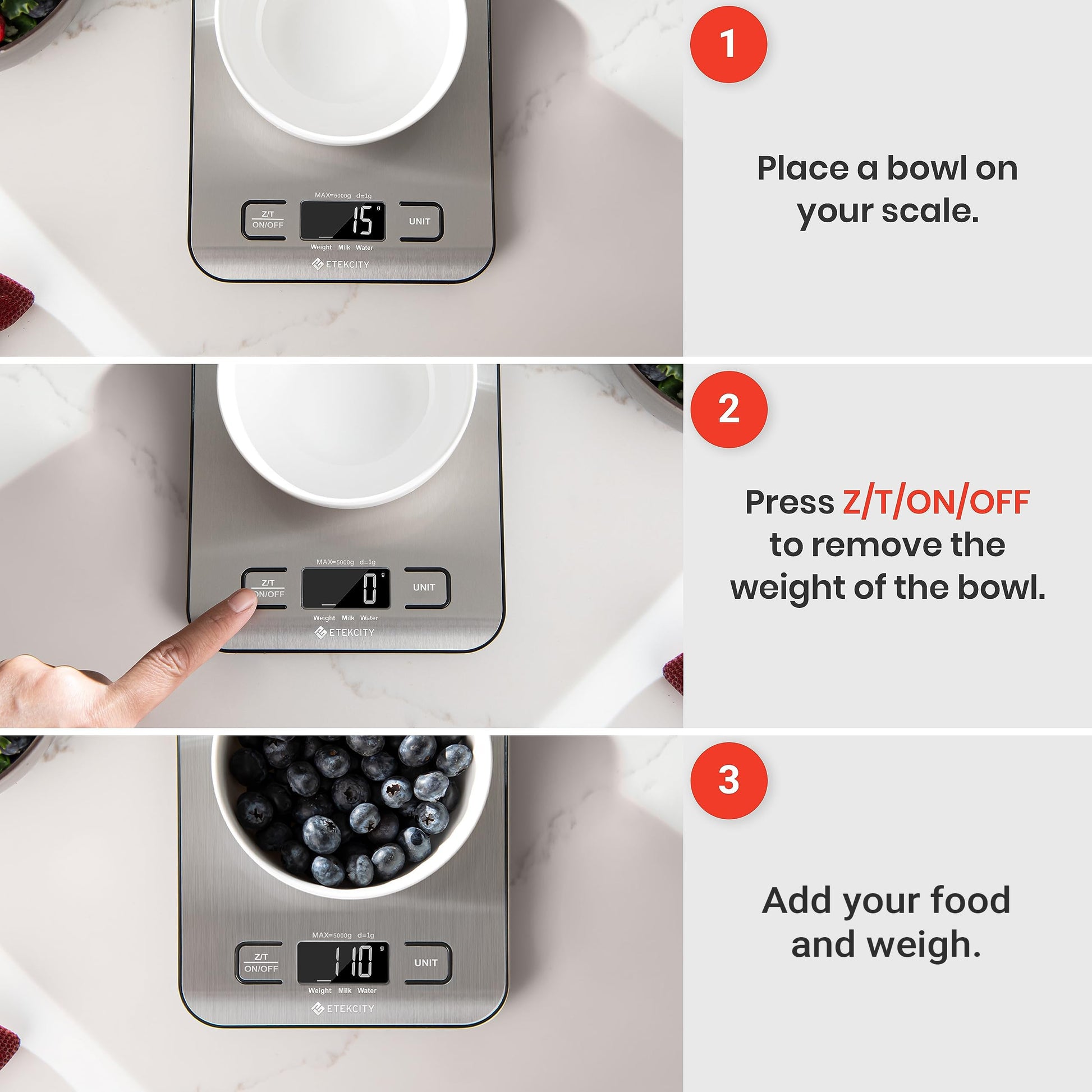 Etekcity Food Kitchen Scale, Digital Grams and Ounces for Weight Loss, Baking, Cooking, Keto and Meal Prep, Postal Parcel, Small, 304 Stainless Steel