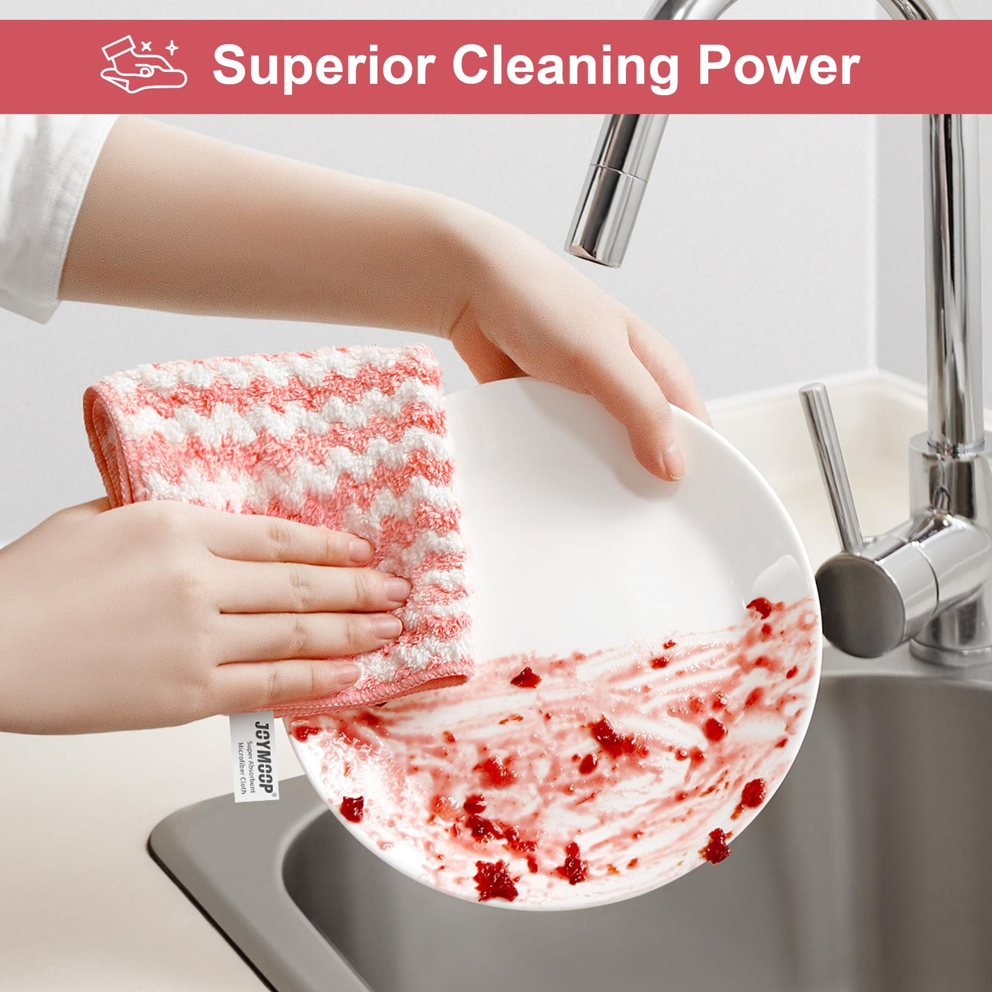 JOYMOOP Microfiber Cleaning Cloths, Dish Cloths for Washing Dishes, 18 Pack Kitchen Towels, Reusable and Washable Dish Towels for Dish Drying Washing, Absorbent Streak Free Lint Free Rags - 10" x 10" - Available at All In One Marketplace Canada