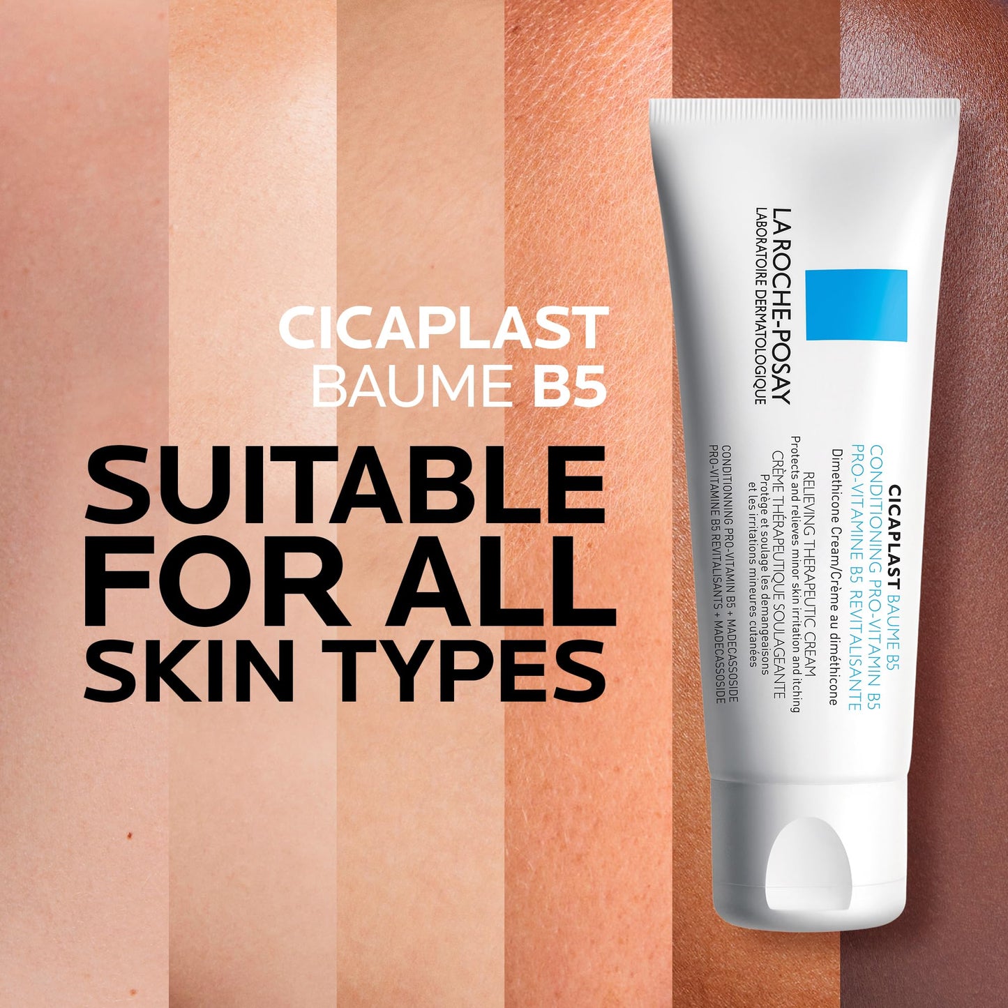 La Roche Posay Cicaplast Baume B5, Multi-Purpose Soothing Balm for Dry Skin, Absorbs Quickly, Non-Sticky, Glassy Skin Finish, for Face or Body, Suitable for the Whole Family, Fragrance Free, 40ml