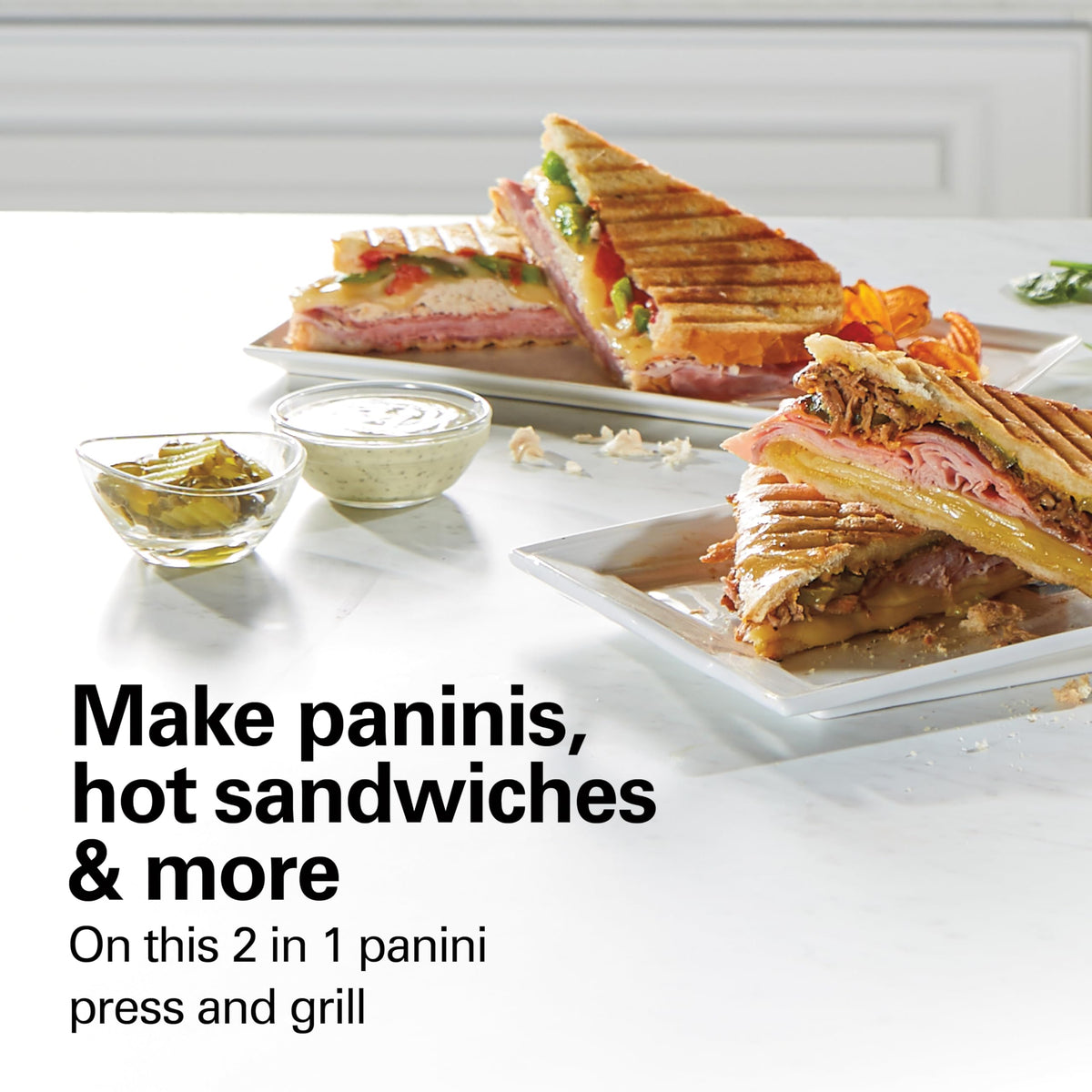 Hamilton Beach Panini Press, Sandwich Maker & Electric Indoor Grill, Upright Storage, Nonstick Easy Clean Grids, Stainless Steel (25410C)