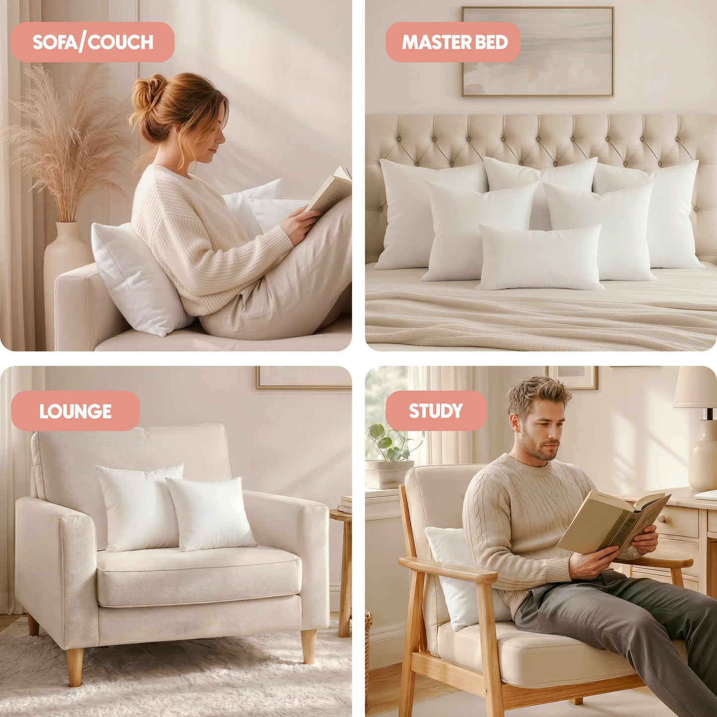 Utopia Bedding Throw Pillows Insert (Pack of 2, White) - 20 x 20 Inches Bed and Couch Pillows - Indoor Decorative Pillow