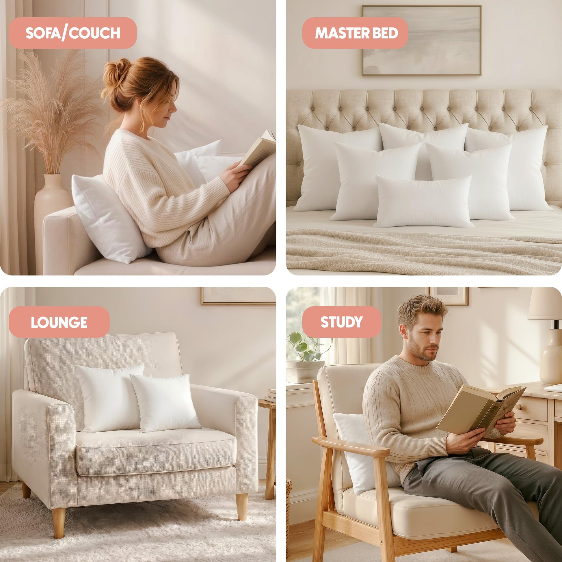 Utopia Bedding Throw Pillows Insert (Pack of 2, White) - 20 x 20 Inches Bed and Couch Pillows - Indoor Decorative Pillow