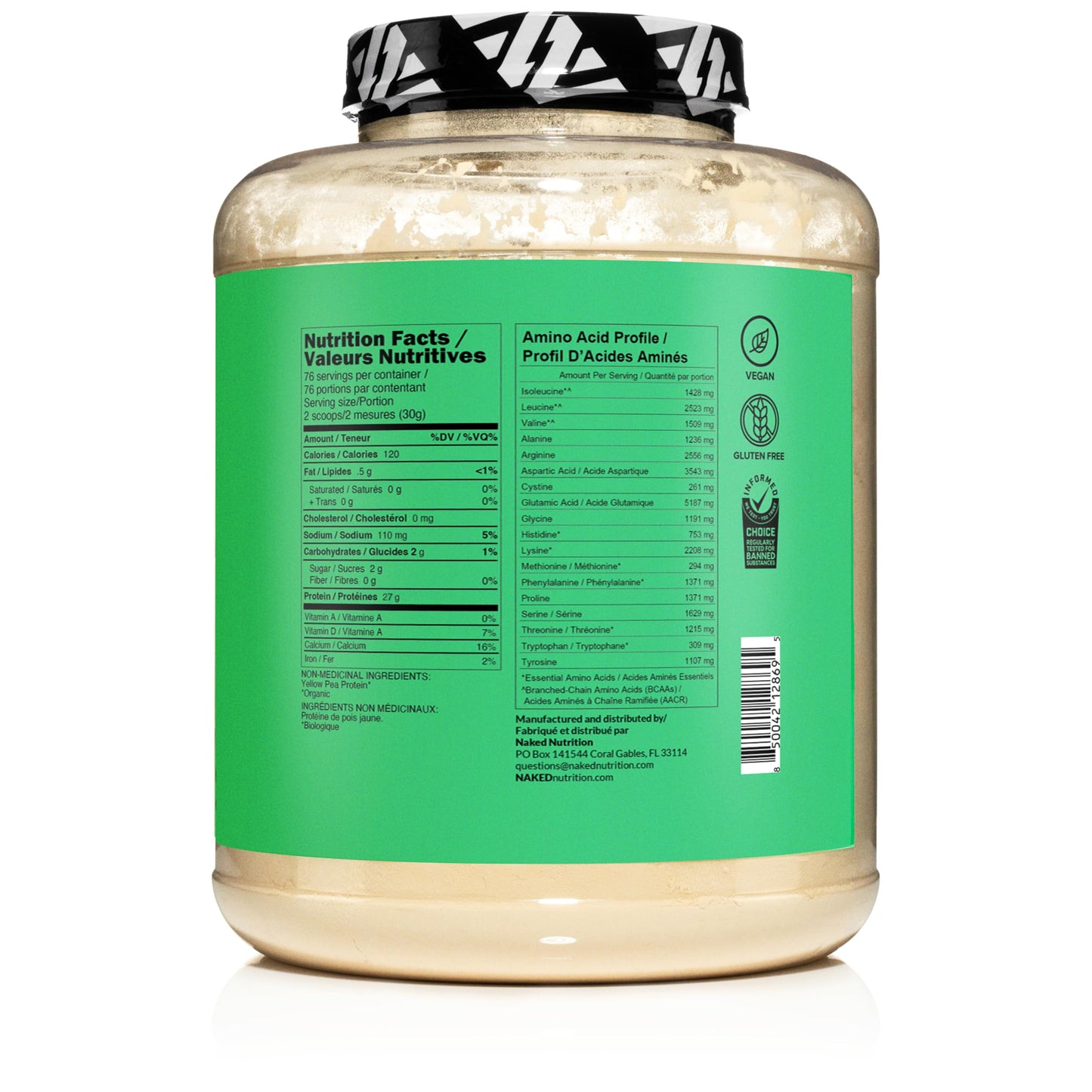 NAKED Pea Protein Isolate - 5lb Pure Plant-Based Powder, All 9 Essential Amino Acids, Non-GMO, Vegan