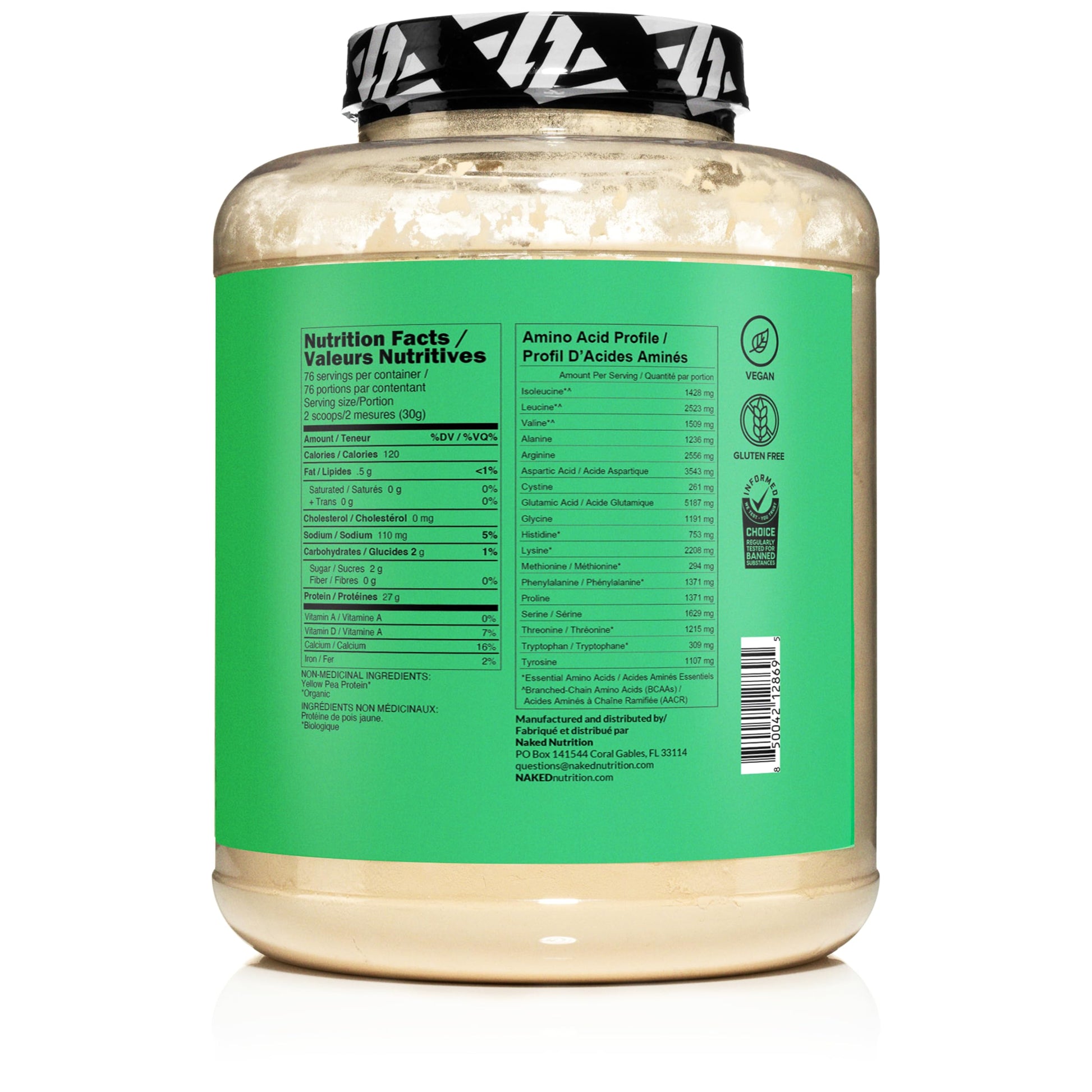 NAKED Pea Protein Isolate - 5lb Pure Plant-Based Powder, All 9 Essential Amino Acids, Non-GMO, Vegan