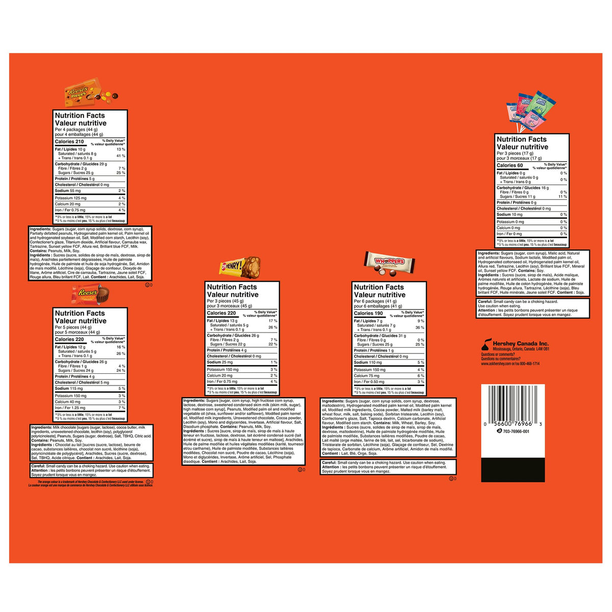 HERSHEY’S Assorted Halloween Candy Variety Bag – 120 Count, 1.18 kg, Individually Wrapped Bulk Mix for Trick‑or‑Treat, Bags & Bowl (REESE’S, OH HENRY!, WHOPPERS, JOLLY RANCHER)