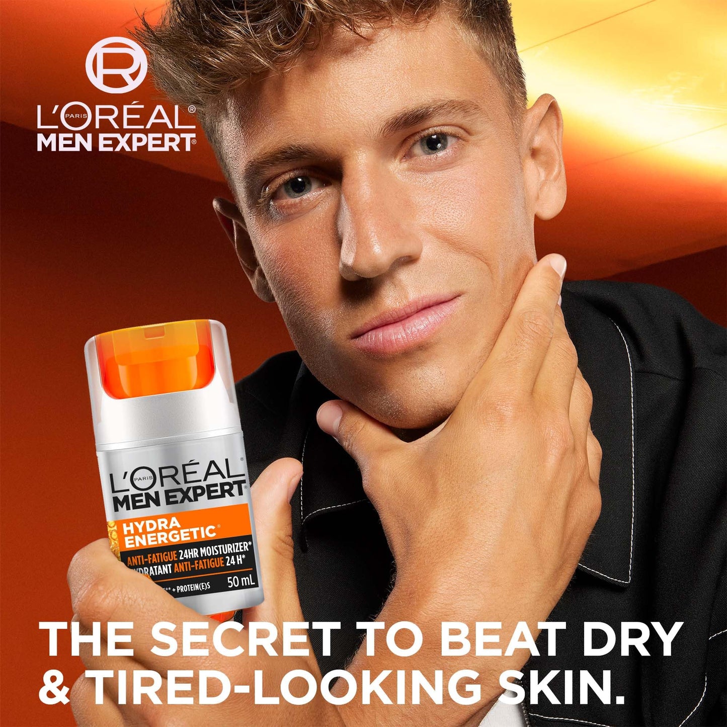 L’Oréal Paris Men Expert Anti Fatigue Daily Moisturizer for Men with Vitamin C & Protein, 24HR Non Greasy Hydration, For Dry and Dull Skin, Reduces look of fine lines & dark circles, Hydra Energetic, 50ml