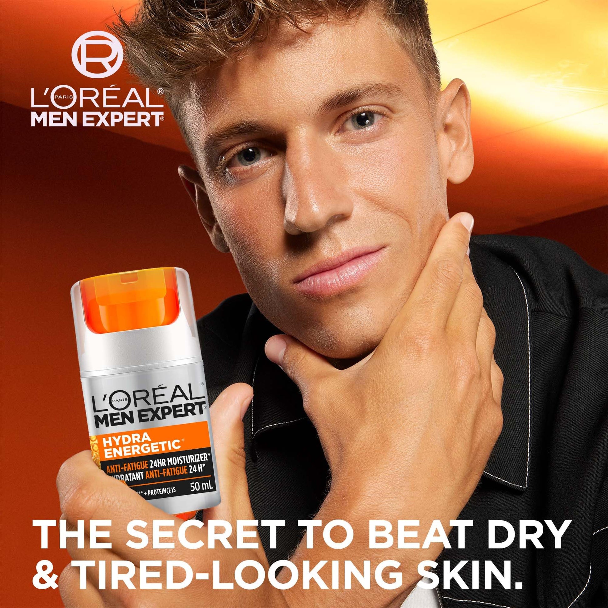L’Oréal Paris Men Expert Anti Fatigue Daily Moisturizer for Men with Vitamin C & Protein, 24HR Non Greasy Hydration, For Dry and Dull Skin, Reduces look of fine lines & dark circles, Hydra Energetic, 50ml