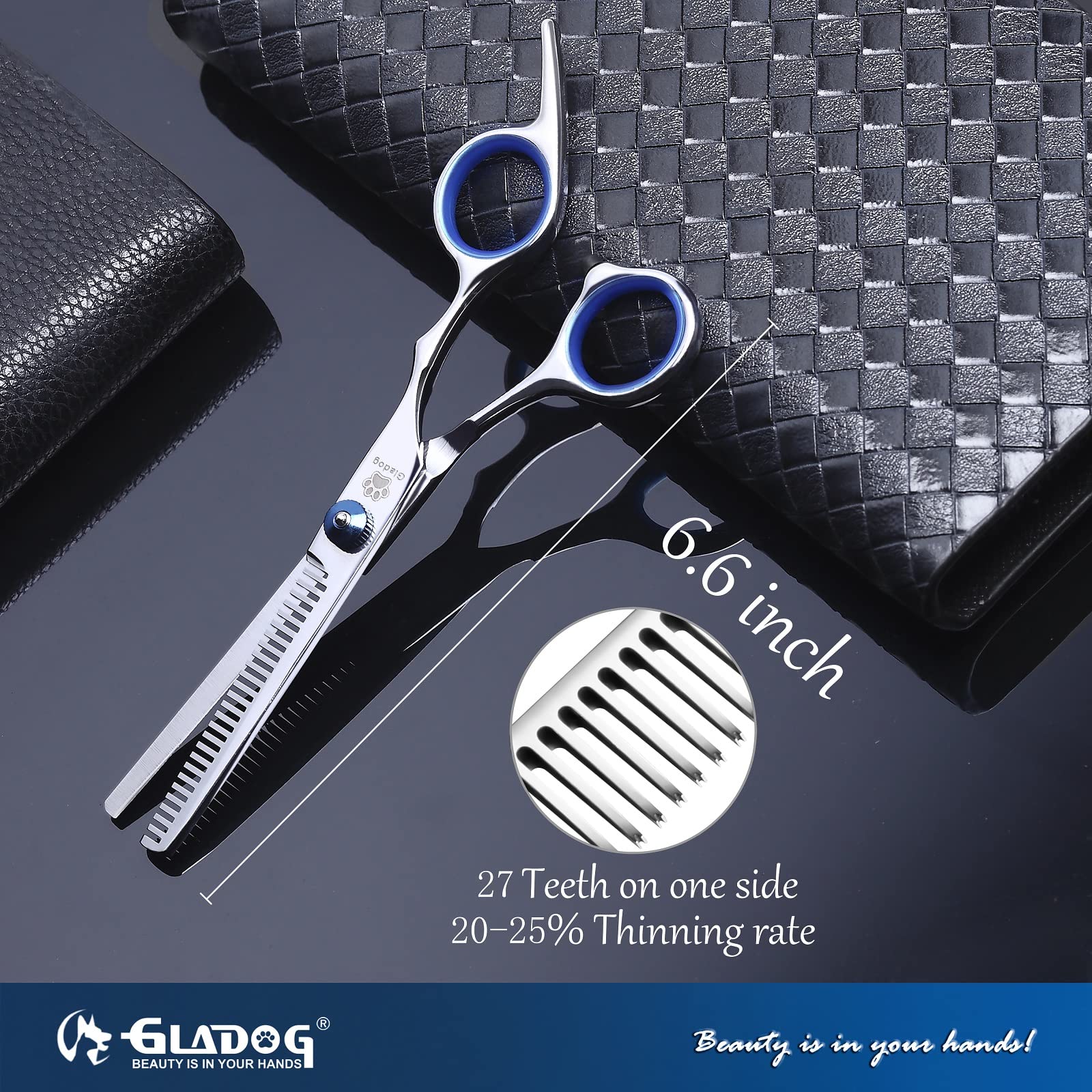 GLADOG Dog Grooming Scissors Kit with Safety Round Tips, Professional 6 in 1 Grooming Scissors for Dogs, Sharp and Durable Dog Shears for Dogs Cats Pets