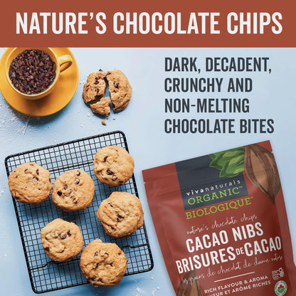 Viva Naturals Organic Cacao Nibs, 1 lb (454 g) - Certified Organic, Keto & Vegan, Gluten-Free Baking