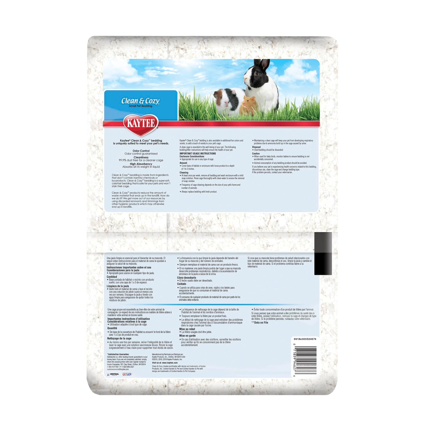 Kaytee Clean & Cozy White Bedding Pet For Guinea Pigs, Rabbits, Hamsters, Gerbils, and Chinchillas, 49.2 Liters