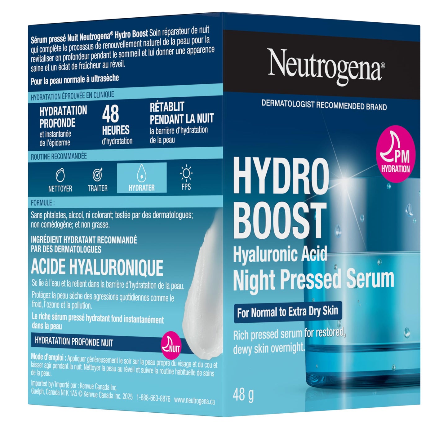 Neutrogena Moisturizer Neutrogena Hydro Boost Night Pressed Face Serum With Purified Hyaluronic Acid and Antioxidants for moisturized Skin, 48g, 48 Milliliters - Available at All In One Marketplace Canada
