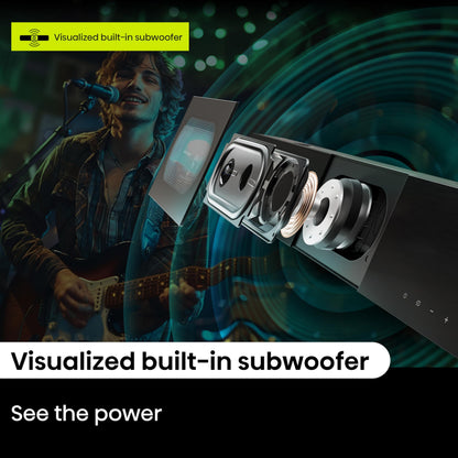 Hisense A620-2.1ch All-in-one Soundbar with 4.75 inch Built-in Visualised Subwoofer, 240W Max Audio Power, Compact Design with 5.3 Wireless Bluetooth, Powered by DTS Virtual:X, Roku TV Ready Hisense