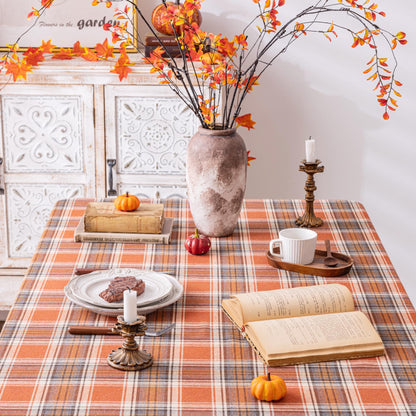 AQOTHES Plaid Fall Tablecloth Thanksgiving Rectangle 60x84 Inch Rust Orange 🍁 All In One Marketplace Canada