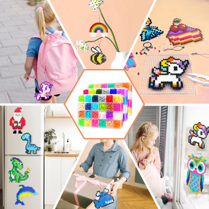 Fuse Beads Kit - 72 Colors 5mm Fuse Bead Set with Pegboards, Ironing Papers and Accessories, Fuse Beads 3 Boxes, DIY Craft Kits for Kids, Arts and Crafts Gifts for Girls & Boys Christmas Birthday 🍁 All In One Marketplace Canada