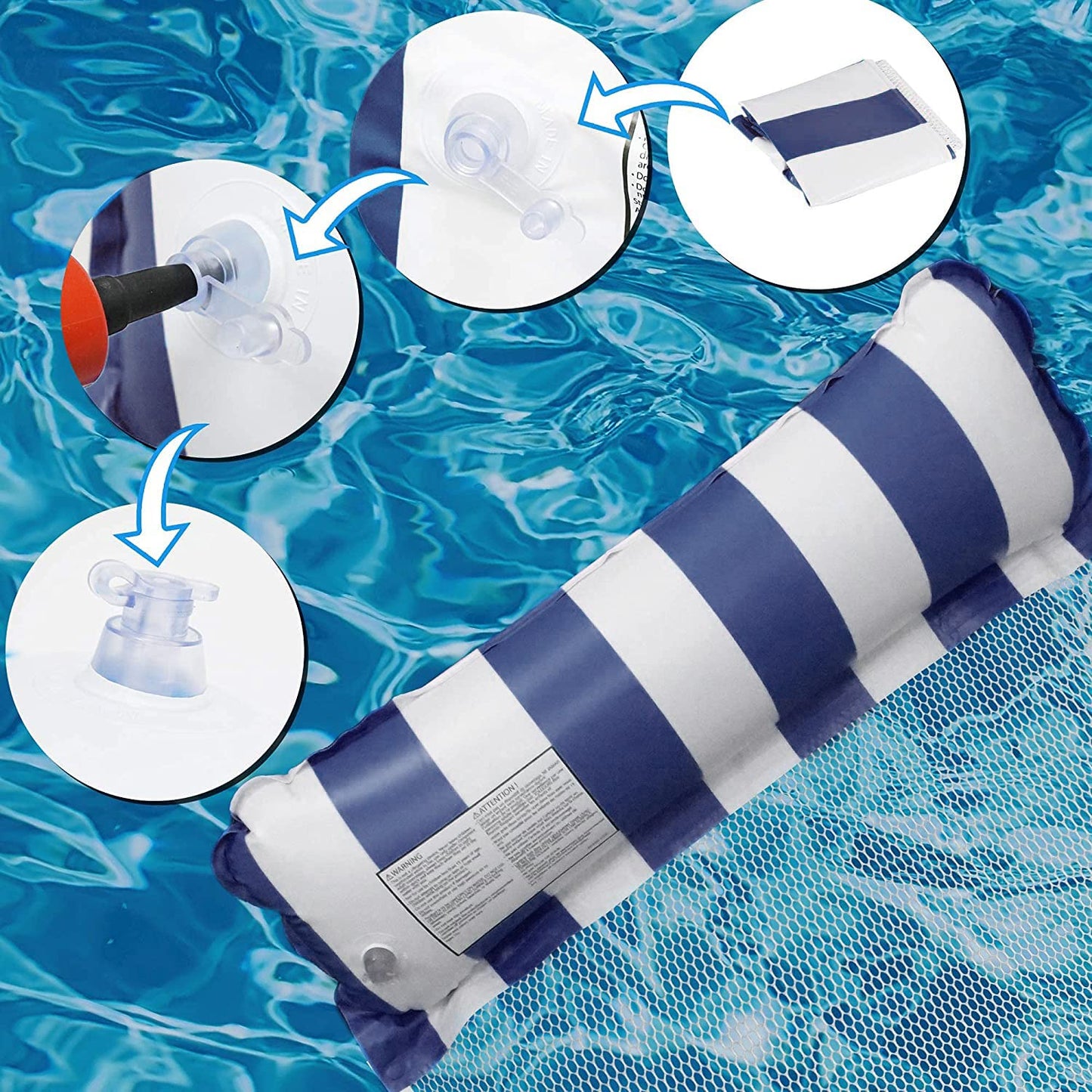 Meegoo Pool Floaties for Adults, 2 Pack Inflatable Water Hammock with Bottom Mesh, Fun Swimming Pool Float Chair, Beach Essentials for Vacation Travel, Heavy Duty Lake Inflatable Lounger Rest