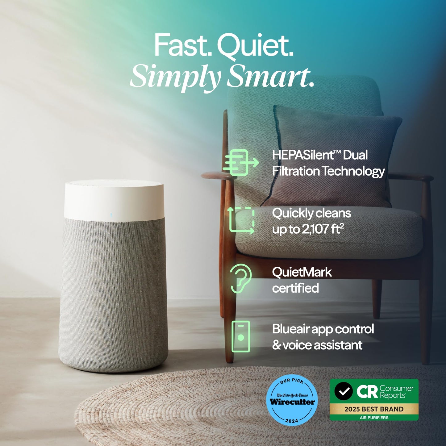 BLUEAIR Blue Pure 311i Max Smart Air Purifier for Medium Rooms up to 2,107 Sq Ft HEPASilent Air Cleaner for Pets Allergies Smoke & Dust WiFi Air Purifier with Auto Mode Quiet Air Purifier for Bedroom - Available at All In One Marketplace Canada