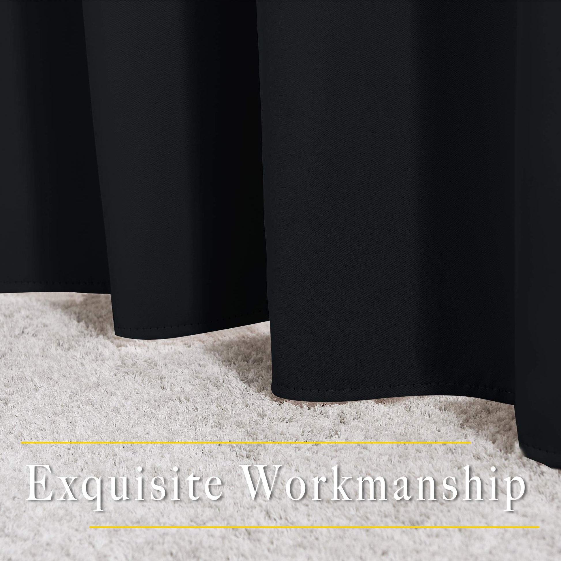NICETOWN Blackout Curtains 2 Panels - Black Out Curtains 84 Inch Long,Insulated Curtains Room Darkening Grommet Curtains for Bedroom Living Room Windows (52 by 84 Inches,Black,Set of 2)