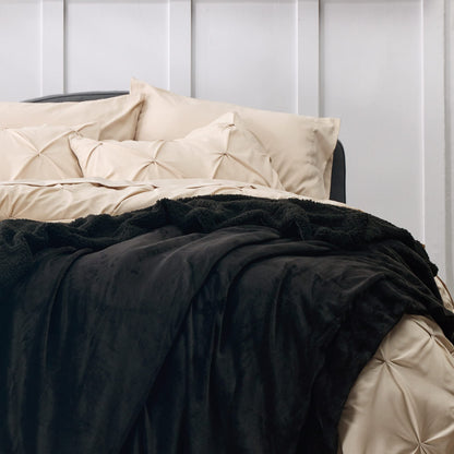 Bedsure Reversible Queen Sherpa Blanket for Bed, Black, 90x90 Inch 🍁 All In One Marketplace Canada