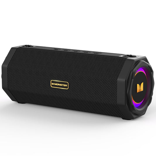 Monster Speaker S200 Wireless Portable Bluetooth Speaker, 24H Playtime, IPX6 Waterproof, 50W Stereo Sound, Bluetooth 5.4, Dual Bass Speakers, Perfect for Home, Parties, and Travel.Black - Available at All In One Marketplace Canada