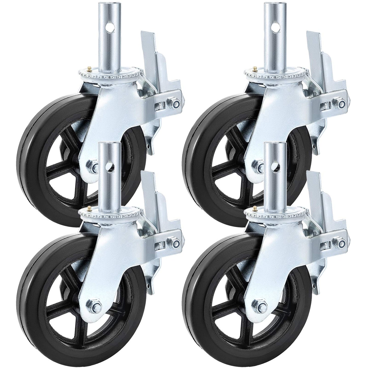 VEVOR 4 Pack 8 Inch Iron Core Polyurethane Swivel Caster with Dual Locking Brake Adjustable Legs 1100LBS Capacity per Wheel VEVOR