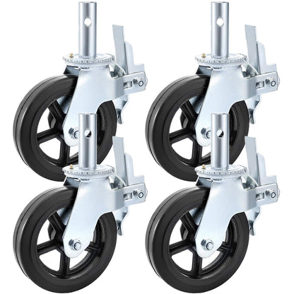 VEVOR 4 Pack 8 Inch Iron Core Polyurethane Swivel Caster with Dual Locking Brake Adjustable Legs 1100LBS Capacity per Wheel VEVOR